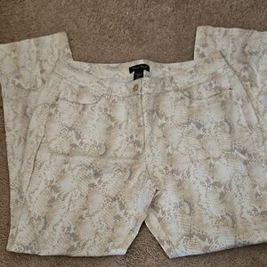 White House Black Market Neutral Snake-Print Straight Leg Pants